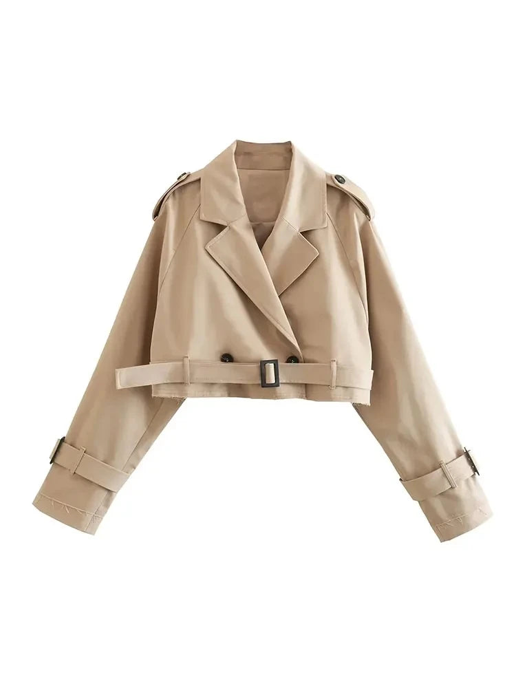 ANA™ | Vintage cropped trench coat with belt