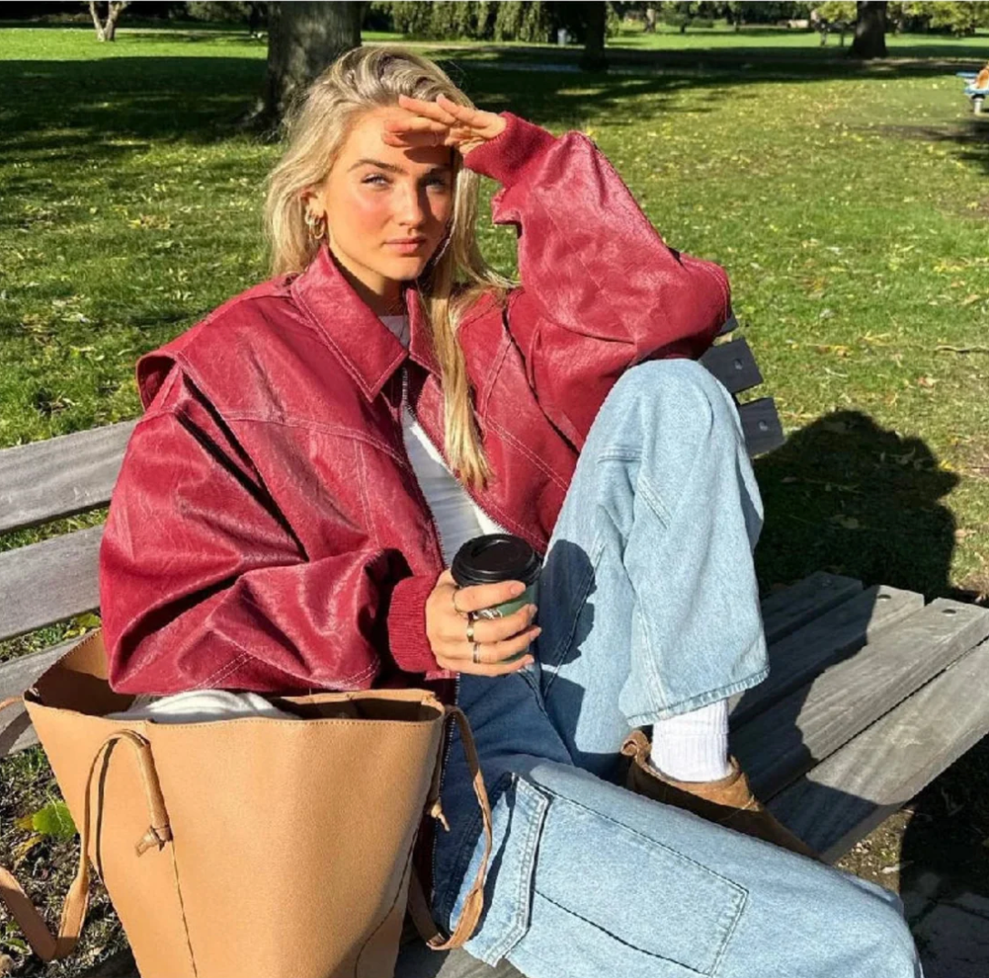 Faye | Oversized leren jasje